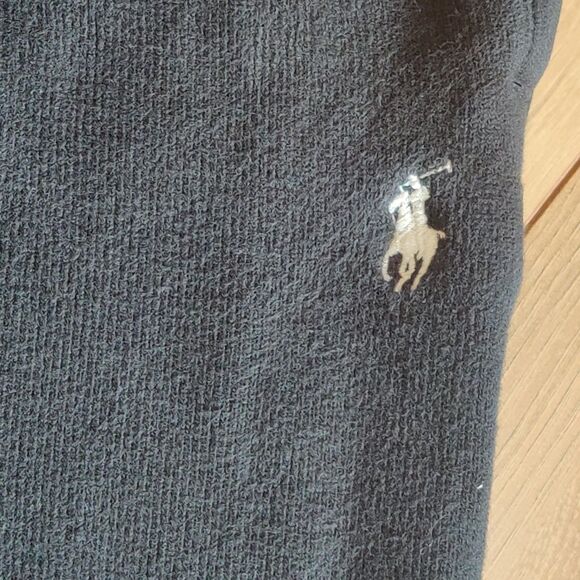 Vintage 90s Polo Ralph Lauren Men's Large Black Sweatpants Wide Leg White Pony - Picture 2 of 13